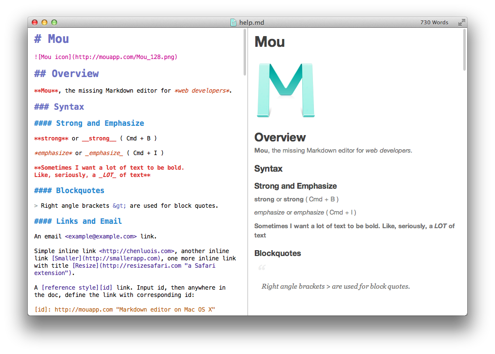 Markdown in Mou